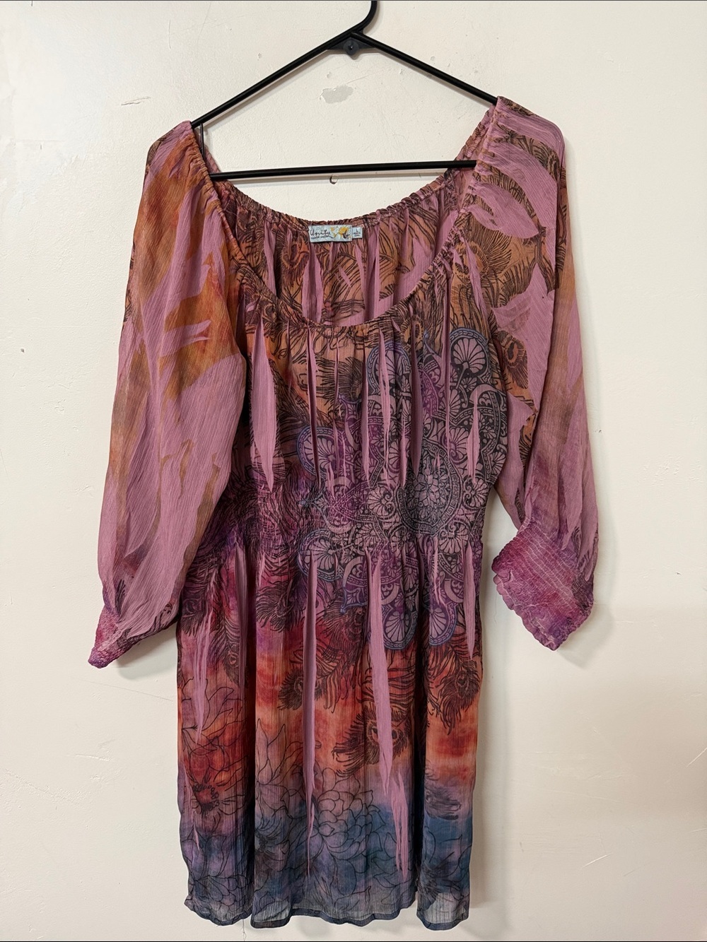 Unity World Wear Pink and Orange Ombre Boho Tunic Dress
